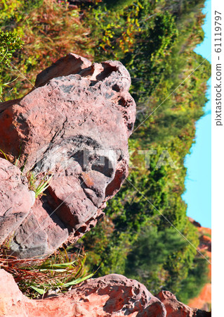 The rock in trange shape look like smile face at Taiwan The rock in trange shape look like smile face at Taiwan 61119797
