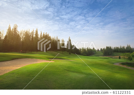 Sand bunkers at the beautiful golf course at the Sand bunkers at the beautiful golf course at the 61122331