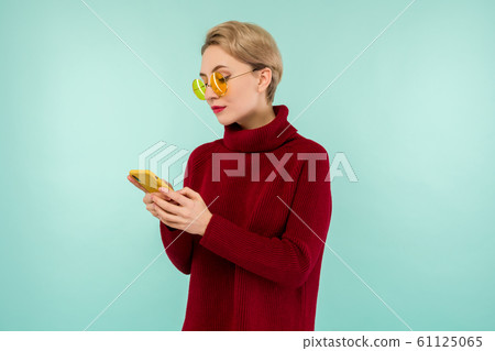 Overjoyed happy excited female glad to recieve Overjoyed happy excited female glad to recieve 61125065