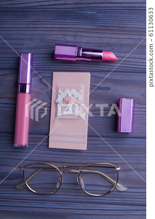 Make-up cosmetics flat lay. Make-up cosmetics flat lay. 61130633