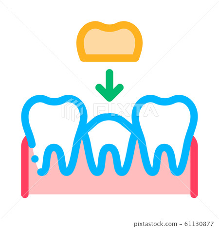 Stomatology Tooth Crown Vector Thin Line Sign Icon - Stock Illustration ...