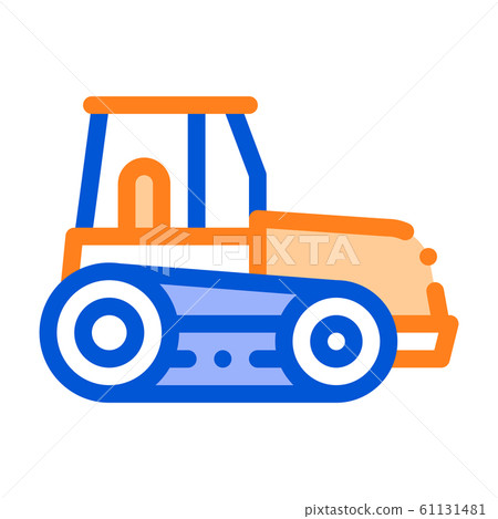 Caterpillar Tractor Vehicle Vector Thin Line Icon 61131481