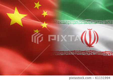 Flag of China against Iran - indicates partnership, agreement, relationship, military and conflict between these two countries 61131994