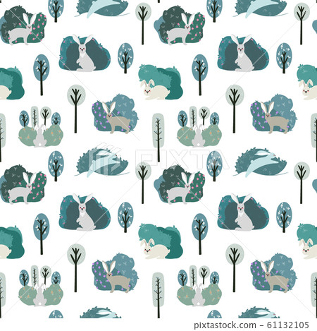 Seamless pattern with rabbit, hare - Stock Illustration [61132105] - PIXTA