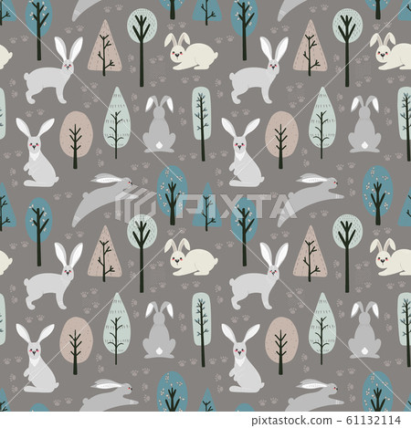 Seamless pattern with hare, rabbit 61132114
