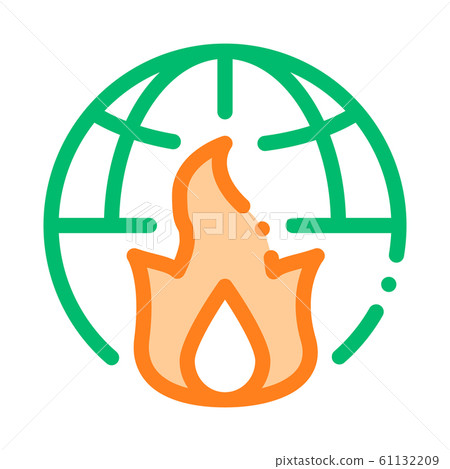 Wilderness Fire Planet Earth Vector Thin Line Icon 61132209