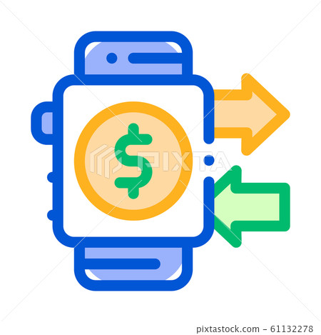 Payment Smart Watch Pay Pass Vector Thin Line Icon 61132278