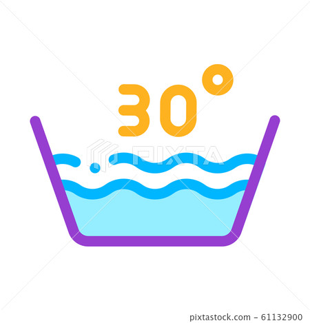 Laundry Thirty Degrees Celsius Vector Line Icon 61132900
