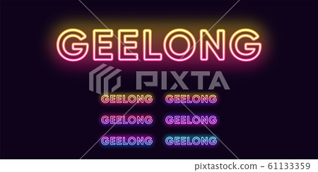 Neon Geelong name, city in Australia. Neon text of Neon Geelong name, city in Australia. Neon text of 61133359