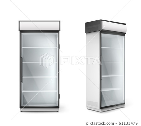 Empty refrigerator with transparent glass door 61133479