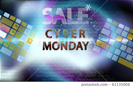 Sale technology banner for cyber monday event. Sale technology banner for cyber monday event. 61135008