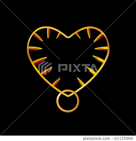 Golden heart shaped frame or collar, spiked. Golden heart shaped frame or collar, spiked. 61135009