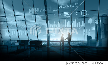 Business handshake in office on a background of infographics. 61135579
