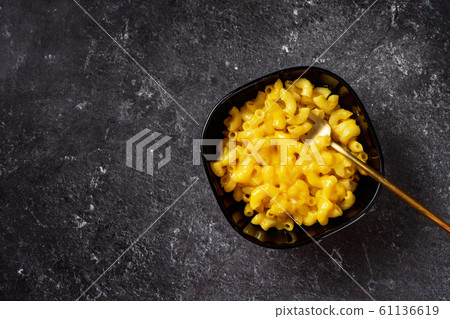 Top view of bowl with mac and cheese Top view of bowl with mac and cheese 61136619