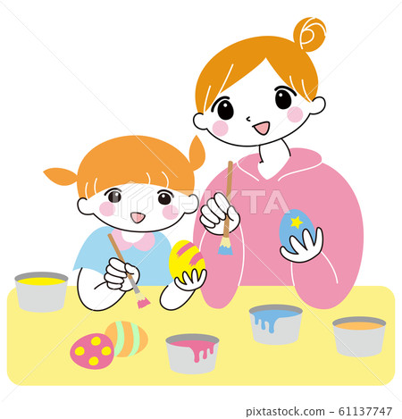 父母和孩子手工製作復活節彩蛋 61137747