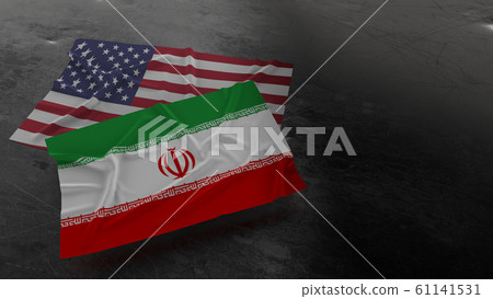 The usa and Iran flags on dirty metal plate 3d rendering for negotiate content. The usa and Iran flags on dirty metal plate 3d rendering for negotiate content. 61141531