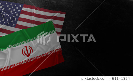 The usa and Iran flags on dirty metal plate 3d rendering for negotiate content. The usa and Iran flags on dirty metal plate 3d rendering for negotiate content. 61141534