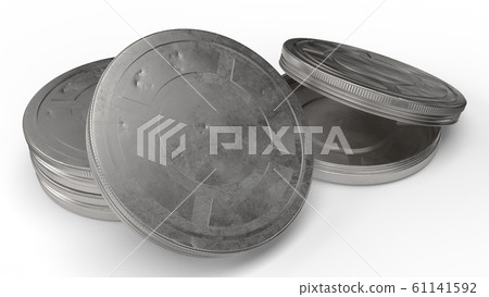 The film reel cases  on white background 3d rendering for behind the scene content. 61141592