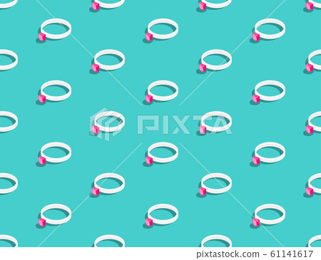 Wedding Ring With Pink Diamond 3d Isometric Stock