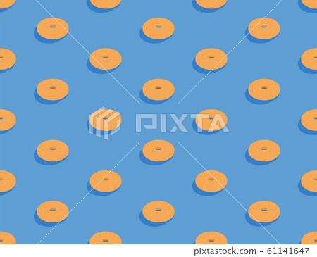 Bagel bread 3D isometric seamless pattern, Fast food burger concept poster and social banner post design illustration isolated on brown background with copy space, vector eps 10 61141647