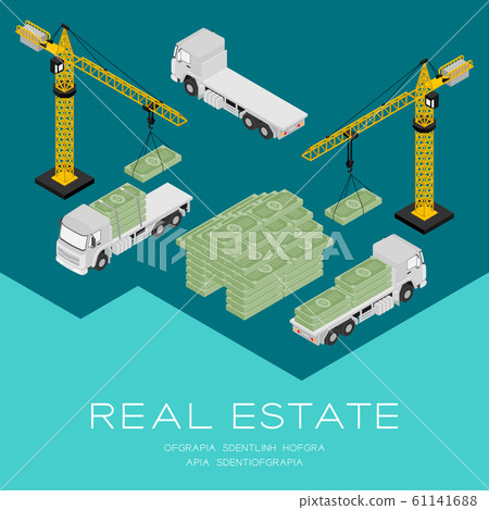House Shape From Banknote 3d Isometric Pattern Stock
