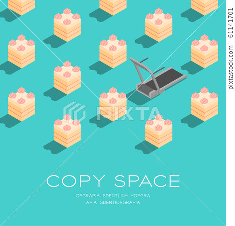 Cake, Electric treadmill 3D isometric pattern, Bakery healthy diet or lose weight concept poster and social banner square post design illustration isolated on green background with space, vector Cake, Electric treadmill 3D isometric pattern, Bakery healthy diet or lose weight concept poster and social banner square post design illustration isolated on green background with space, vector 61141701