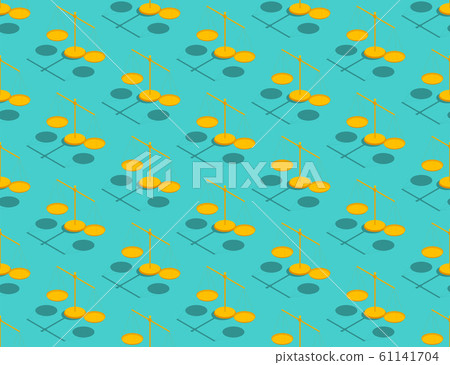 Scales 3D isometric seamless pattern, Weighing tool justice concept poster and social banner post design illustration isolated on green background with copy space, vector eps 10 Scales 3D isometric seamless pattern, Weighing tool justice concept poster and social banner post design illustration isolated on green background with copy space, vector eps 10 61141704