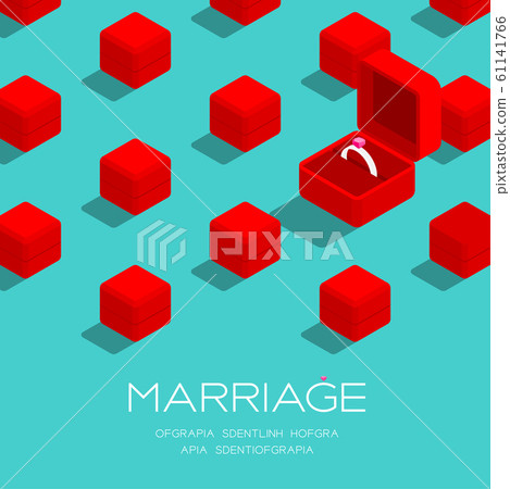Wedding Ring Box Red Color 3d Isometric Stock Illustration