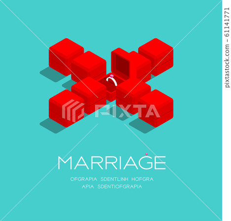 Cross Sign From Wedding Ring Box 3d Isometric Stock