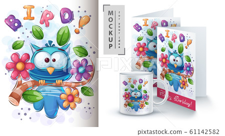 Pretty bird Cute owl poster and merchandising 61142582