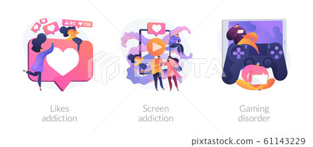 Technology addiction vector concept metaphor. Technology addiction vector concept metaphor. 61143229