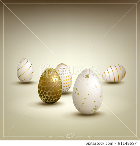 Easter composition in beige hue with the silhouette of eggs, design element 61149657