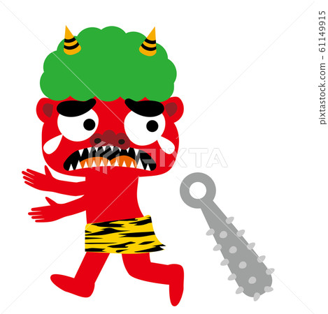 Illustration of a red demon crying and running away | Setsubun and Ritsuharu image material 61149915