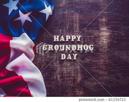 Groundhog Day Background. Close-up, top view, isolated 61150721