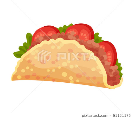 Traditional Quesadilla Snack Vector Illustration. Various Ingredients Wrapped in Multigrain Crumpet 61151175