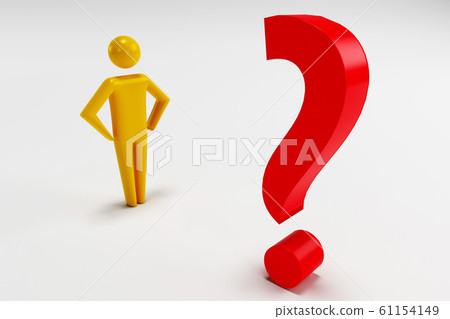 3d businessman opposite a question mark. 3d rendering 3d businessman opposite a question mark. 3d rendering 61154149