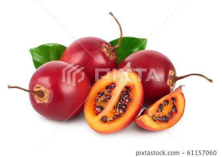 Fresh tamarillo fruit with leaves isolated on white background Fresh tamarillo fruit with leaves isolated on white background 61157060