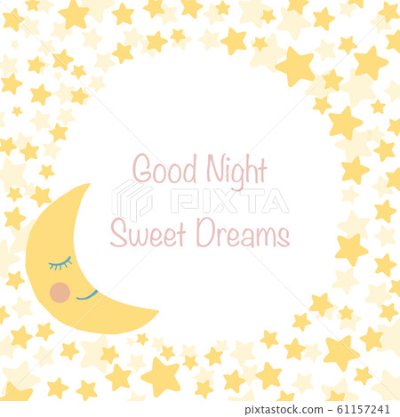 Crescent Moon And Star Frame Good Night Sweet Stock Illustration