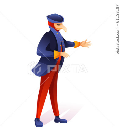 Man in plague doctor venetian costume on white Man in plague doctor venetian costume on white 61158187