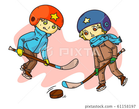 Kids hockey players flat vector illustration Kids hockey players flat vector illustration 61158197
