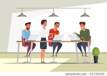 Teamwork, team building flat illustration 61158240