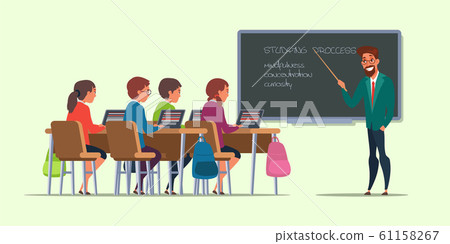 Pupils at lesson flat vector illustration Pupils at lesson flat vector illustration 61158267