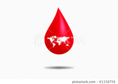 World map in red blood drip on gray background. 61158759