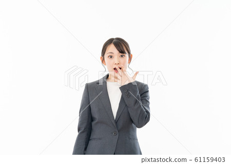 Business woman white background portrait 61159403