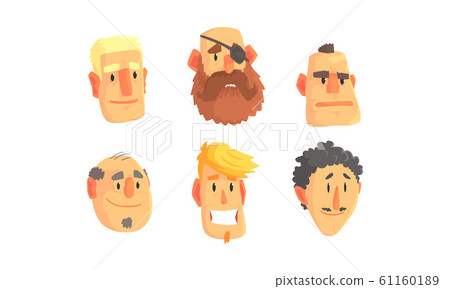 Man Avatars Vector Set. Face Social View Concept 61160189