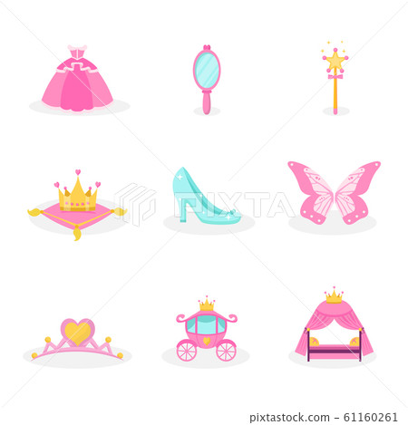 Princess items vector illustrations set - Stock Illustration [61160261 ...