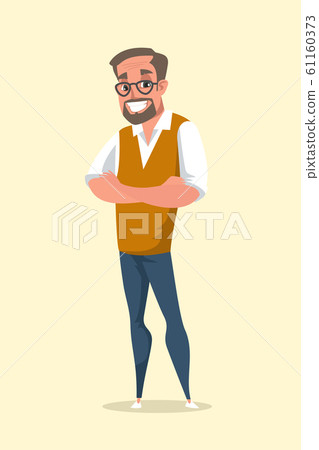 Smiling middle aged man flat vector illustration Smiling middle aged man flat vector illustration 61160373