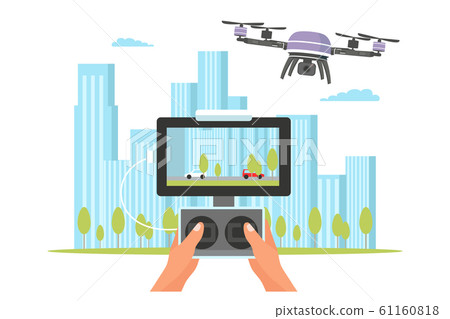 Quadcopter with camera flat vector illustration 61160818