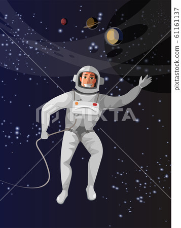 Astronaut in outer space flat vector illustration - Stock Illustration ...