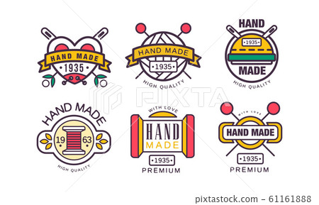 Hand Made Needlework Badge and Logo Vector Set Hand Made Needlework Badge and Logo Vector Set 61161888